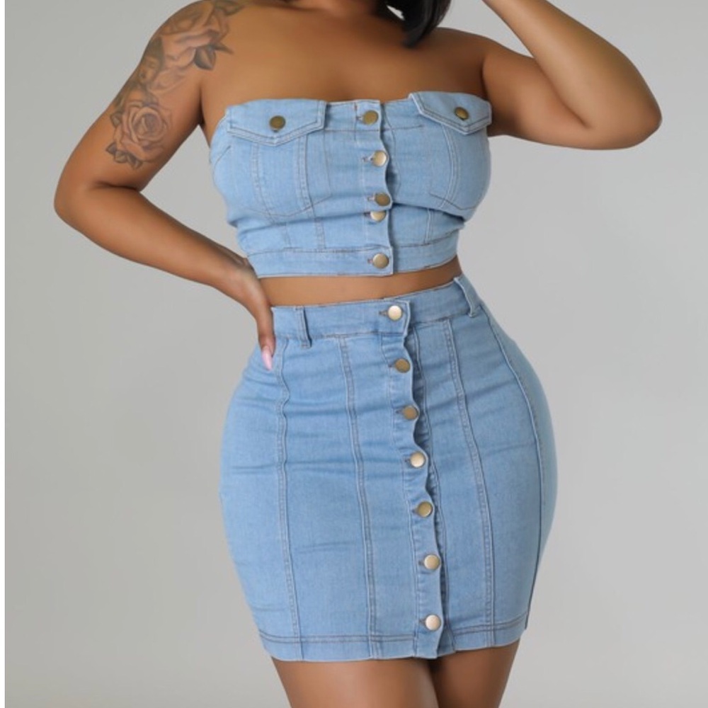 Denim Blue Button-Up Skirt